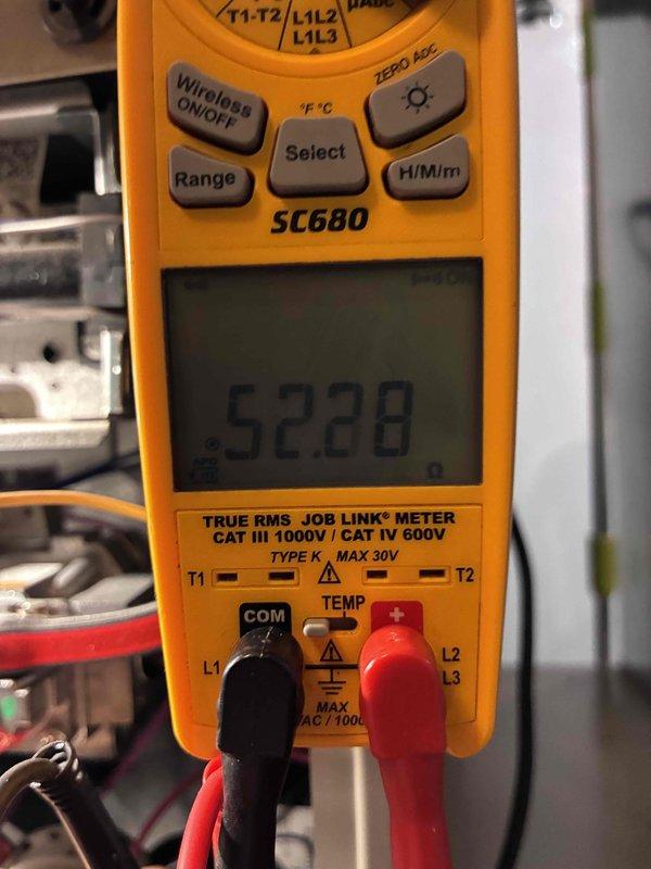 Performed routine maintenance on Lennox HVAC system, including inspection of all components and electrical testing. System readings showed normal operation at 52.8 on SC680 multimeter. Equipment is in good condition with proper installation of PVC venting and electrical connections.