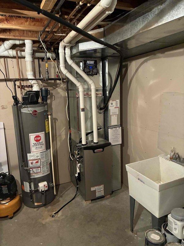 Successfully installed a high-efficiency furnace with properly configured PVC intake and exhaust venting. Connected all necessary ductwork and electrical components according to manufacturer specifications. System was tested and verified to be operating at optimal performance levels.