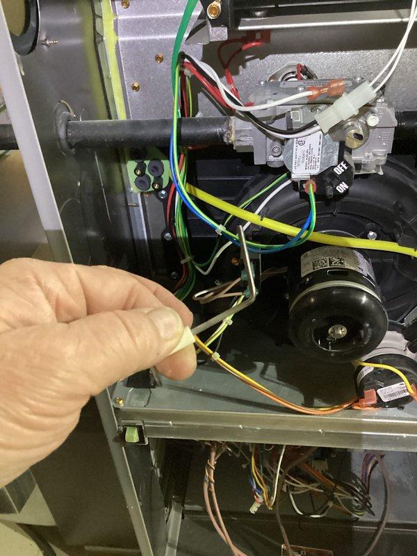 Performed scheduled prepaid maintenance on HVAC system. Inspected electrical components and wiring connections throughout the furnace, ensuring proper connection of control board wiring and blower motor assembly. Verified all wire harnesses were secure and properly routed to maintain system integrity and operational efficiency.