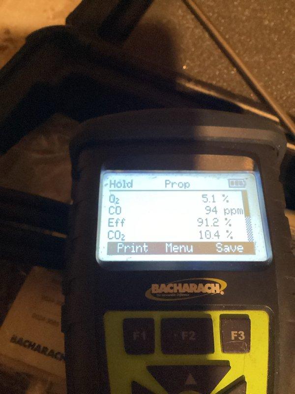 Performed comprehensive tune-up on residential boiler system. Inspected copper piping network, expansion tank, and control valves for proper operation. Conducted combustion analysis with Bacharach analyzer, confirming 91.2% efficiency with O2 at 5.1%, CO at 94ppm, and CO2 at 10.4%, all within acceptable parameters.