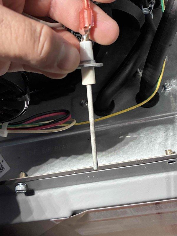 Conducted routine HVAC tune-up service with comprehensive system diagnostics. Performed temperature differential testing using PDT650 pocket thermometer, recording supply air temperature of 106.5°F, indicating proper system operation. Inspected internal components and verified sensor functionality to ensure optimal performance and efficiency.