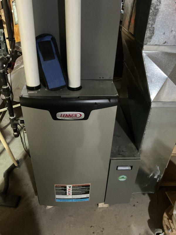 Performed comprehensive tune-up on Lennox furnace system. Inspected and cleaned all components, checked PVC intake/exhaust venting for proper installation and airflow. Verified connections and operation of ductwork and associated plumbing components. System is functioning within manufacturer specifications with no issues detected.