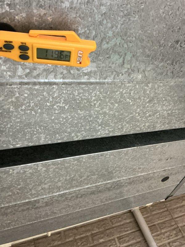 Performed scheduled maintenance on residential HVAC system. Conducted temperature differential testing with readings of 119.6°F at supply plenum, confirming proper heat exchange operation. Inspected blower assembly, electrical connections, and flame tubes - all components functioning within normal parameters with minor dust accumulation noted.