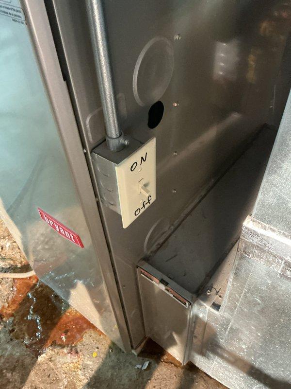 Performed a routine tune-up on the HVAC system and discovered significant CO readings (7313 ppm) during combustion analysis with the Testo 310 II. Identified water accumulation at the unit base indicating possible condensate drainage issue. System efficiency measured at 80.6% with high excess air (446.9%) and low CO₂ (1.77%), suggesting combustion problems requiring immediate attention to ensure safe operation.