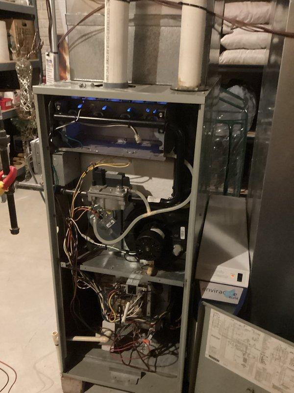 Responded to no-heat call for aging furnace system. Upon inspection, identified failed ignition control module causing intermittent heating issues. Replaced defective module, cleaned flame sensor, and verified proper operation through complete heating cycle testing. System now functioning normally with restored heat output.