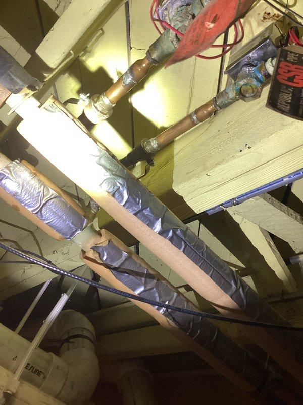 Performed visual inspection of residential boiler system, examining copper supply/return lines and associated connections throughout crawlspace. Checked insulation integrity on distribution ductwork and verified proper installation of control wiring to thermostat and zone valves. All components appear to be functioning within normal parameters with no visible leaks detected.