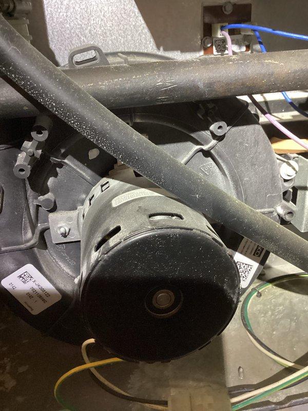 Diagnosed and repaired a newer model furnace experiencing no-heat condition by inspecting the blower motor assembly. Identified condensation on refrigerant lines and electrical connections to the motor, cleaned affected components, and restored proper operation by reconnecting loose wiring at the control board.