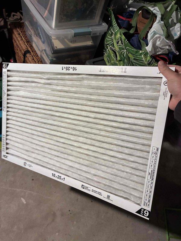 Performed routine maintenance inspection on basement-installed HVAC furnace system. Examined PVC ventilation/drainage components and connections for proper installation and function. Replaced standard 16×25×1 pleated air filter to ensure optimal system performance and air quality.
