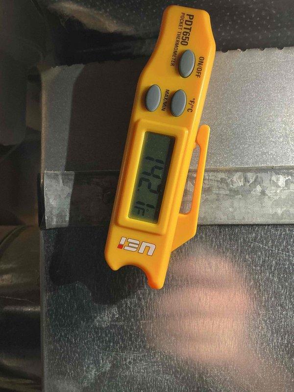 Performed routine maintenance on Lennox HVAC system, including diagnostic temperature testing with UEi PD650 Power Terminator meter which indicated 32.1°F at the test point. Inspected unit for proper operation, cleaned accessible components, and confirmed system is functioning within manufacturer specifications.