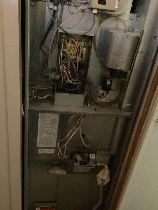 Responded to no heat call for aging HVAC system (10+ years). Inspected control board and discovered faulty circuit connections causing system failure. Replaced damaged wiring harness on main control panel and verified proper operation of gas valve assembly, restoring heat functionality to the system.