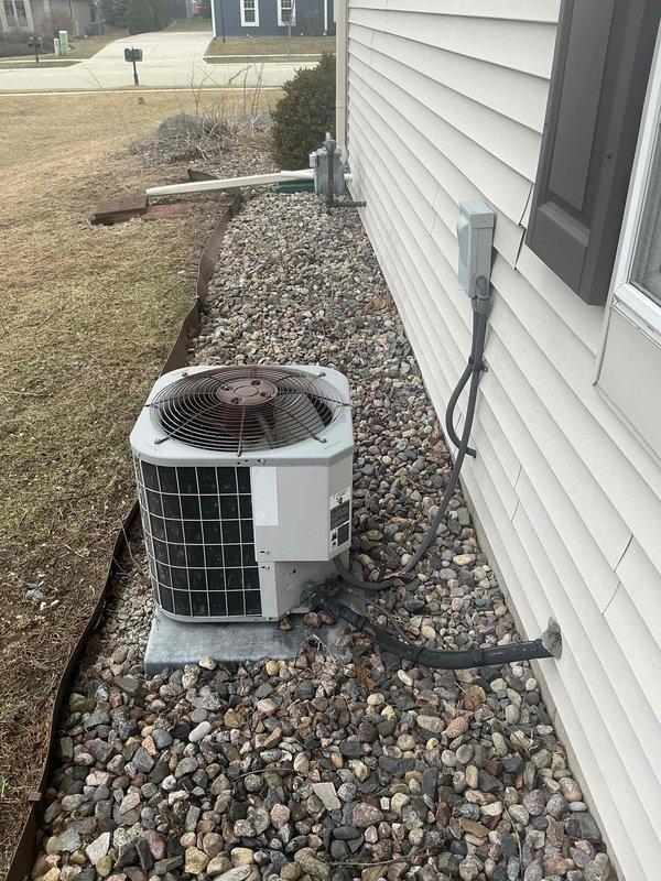 Conducted site assessment of exterior AC unit and crawlspace to evaluate ductwork condition and installation requirements. Exterior unit appears properly installed on concrete pad with appropriate electrical connections and refrigerant lines. Inspection of crawlspace revealed structural concerns with foundation cracking that may impact ductwork installation. Recommended foundation repairs prior to proceeding with ductwork modifications to ensure system integrity and efficiency.