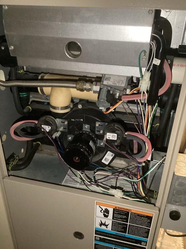 Conducted routine inspection of HVAC system as part of prepaid maintenance program. Examined furnace heat exchanger, gas valve assembly, and wiring connections for proper functionality. Inspected ductwork and insulated piping in mechanical space, confirming all components are in working order with no issues requiring immediate attention.