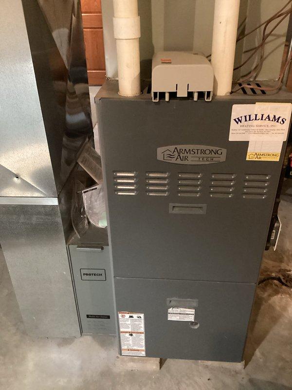 # Service Report: No Heat Call - Armstrong Air Tech Furnace

Responded to no heat call on Armstrong Air Tech furnace unit, 10+ years old. Upon arrival, conducted diagnostic assessment of system. Accessed internal control board and electrical components to identify source of heating failure.

Performed visual inspection of circuit board, capacitors, relays, and wiring connections. Tested voltage at transformer and verified power supply to control board. Inspected all wire terminations at board connections for proper seating and continuity. Examined condition of main control board for signs of component failure, burn marks, or physical damage.

Checked pressure switch operation and verified proper function of safety circuits. Inspected inducer motor assembly and confirmed exhaust venting system was clear and properly installed. Verified gas valve wiring connections and tested for proper voltage signal from control board.

Identified failed component causing no heat condition. Replaced de