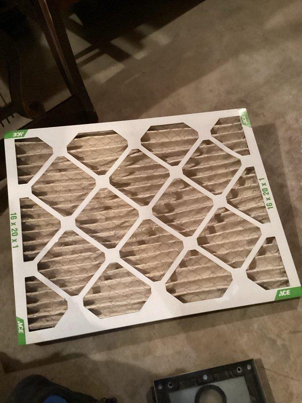 Responded to no heat call on aging HVAC system. Upon inspection, found unit operational but compromised by severely restricted airflow due to missing/inadequate air filter and visible corrosion on control board indicating moisture exposure and age-related deterioration. Installed new 16x20x1 pleated air filter to restore proper airflow and system efficiency, preventing potential overheating and premature component failure.