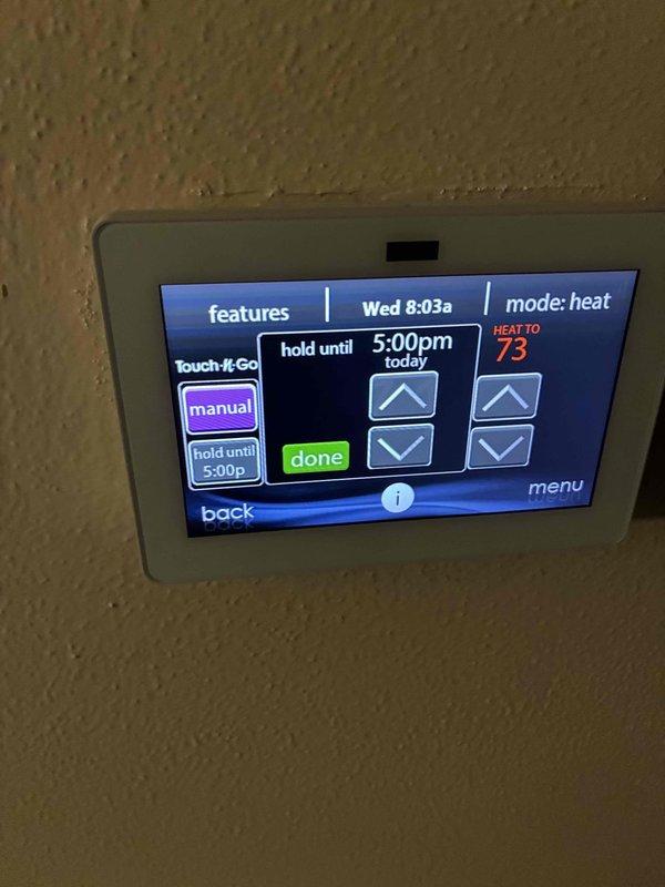 Completed prepaid HVAC maintenance visit on residential Carrier furnace system located in basement mechanical room. Performed comprehensive system inspection including verification of thermostat operation and programming settings, confirmed unit was maintaining proper setpoint of 73°F in heating mode with hold schedule active. Conducted visual inspection of furnace cabinet, ductwork transitions, PVC venting system, and associated mechanical components to ensure proper operation and identify any potential service needs.