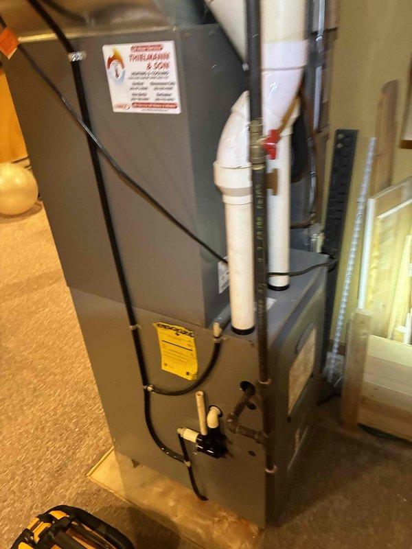 Completed prepaid HVAC maintenance visit on residential air handler system. Performed comprehensive inspection of unit, including visual examination of cabinet, electrical connections, refrigerant lines, and PVC drainage system with associated fittings and shut-off valves. All components found to be in proper working order with neat installation and no visible defects or concerns noted at time of service.