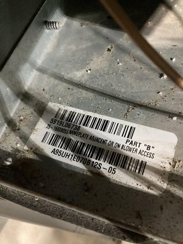 Responded to no heat call on residential furnace unit less than 10 years old. Upon arrival, accessed blower compartment and control board to diagnose system failure. Inspected internal components, wiring connections, and mechanical assemblies. Unit restored to proper operation with heat confirmed at supply registers prior to departure.