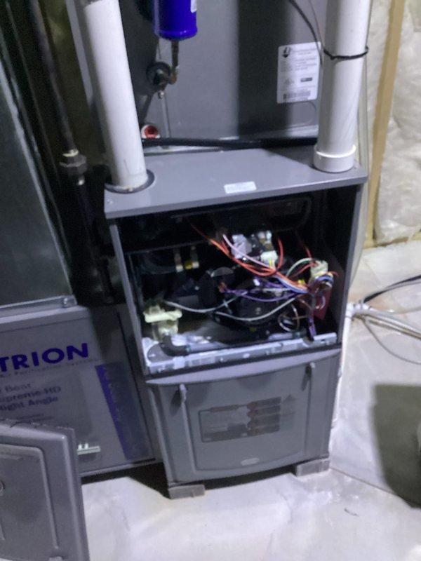 Completed prepaid HVAC maintenance visit on residential gas furnace system. Performed comprehensive inspection of furnace unit, blower assembly, and venting components including PVC condensate drainage lines and exhaust system. Verified proper operation of all mechanical and electrical components, checked wire connections, and confirmed system functionality. All equipment found operating within normal parameters with no immediate service needs identified.
