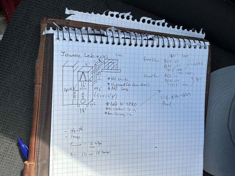 Conducted on-site assessment for HVAC system replacement, taking detailed measurements of existing equipment locations and available installation spaces. Documented cabinet dimensions, clearances, and access points including closet configurations and ceiling specifications to determine optimal equipment placement and ensure proper system sizing for the replacement installation.