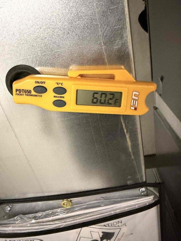 Completed system start-up on newly installed HVAC equipment. Performed electrical diagnostics using clamp meter to verify proper amperage draw and electrical connections at the outdoor unit, confirming all readings within manufacturer specifications at 0.60 amps. Measured supply air temperature at 60.2°F using calibrated digital thermometer to verify system cooling performance and proper refrigerant charge. All components operating normally with no deficiencies noted.