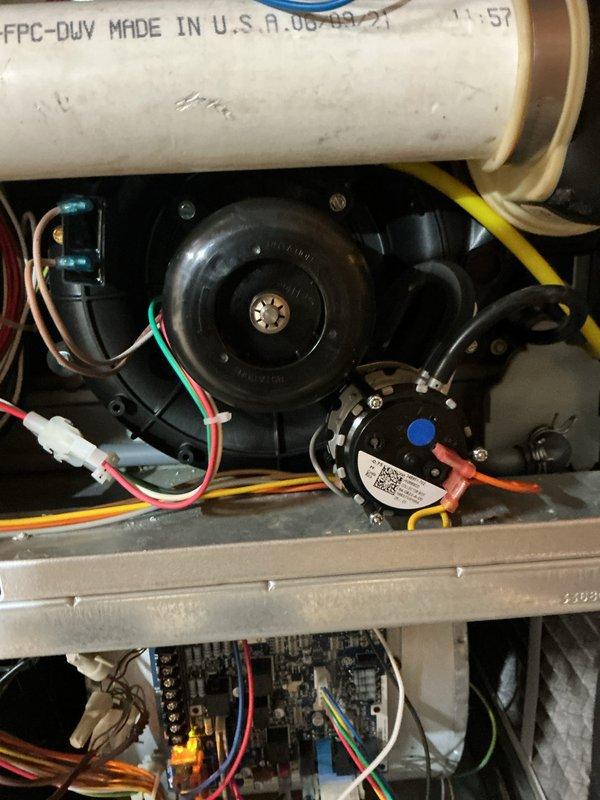 Performed warranty inspection on Carrier furnace system. Accessed internal components to verify proper operation of blower motor assembly, pressure switch, and electrical connections. All components found to be functioning within manufacturer specifications with no deficiencies noted at time of service.