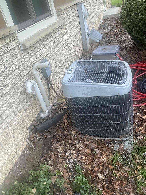 Completed comprehensive electrical estimate for fixtures and outlets servicing residential HVAC system. Assessed electrical requirements for outdoor condensing unit with existing PVC refrigerant lines and indoor furnace/air handler configuration in basement utility space. Evaluated current electrical connections including conduit routing, circuit capacity, and code compliance for both exterior and interior HVAC components to ensure proper power supply and safe operation of complete heating and cooling system.