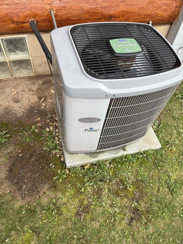 Completed HVAC system evaluation for replacement estimate on existing Bryant furnace located in interior mechanical closet and Carrier Puron condensing unit positioned on exterior concrete pad. Assessed current equipment condition, ductwork configuration, electrical connections, and refrigerant line routing to determine specifications and scope for complete system replacement.