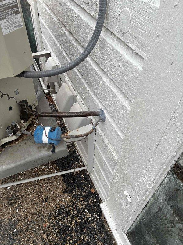 Completed HVAC system installation and performed initial start-up procedures on new outdoor condensing unit. Verified all refrigerant line connections, electrical conduit routing, and equipment mounting on concrete pad per manufacturer specifications. System tested and operating within normal parameters with proper airflow and temperature differential confirmed.