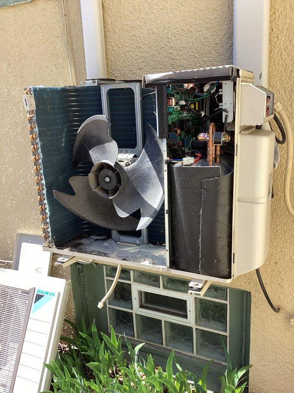 Responded to no cooling complaint on residential heat pump system. Upon inspection, found control board failure preventing compressor operation. Removed outdoor unit cover to access internal components and diagnosed failed relay on main control board. Replaced defective control board, tested all electrical connections, and verified proper system operation with normal cooling cycle restored.