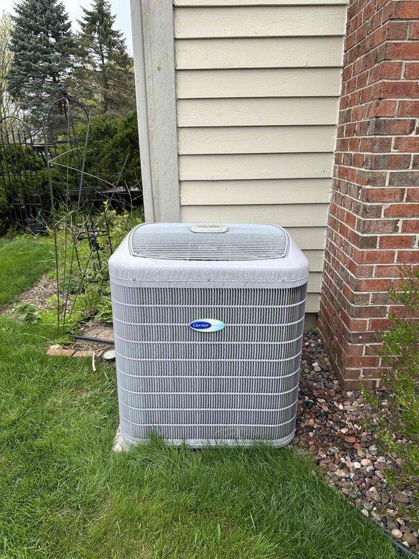 Conducted on-site assessment for complete HVAC system replacement involving a gas furnace and air conditioning unit. The existing furnace in the basement is operational, while the outdoor Carrier AC unit has failed and requires replacement. Evaluated electrical panel capacity, existing equipment specifications, and installation requirements to provide comprehensive replacement estimate for both heating and cooling systems.