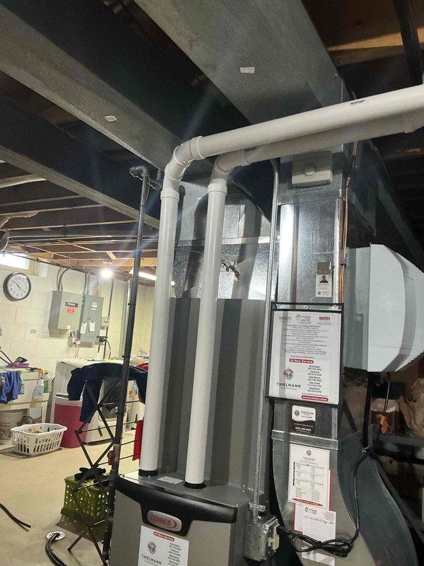 Conducted estimate for ductwork resizing in residential basement mechanical room. Assessed existing HVAC system configuration including air handler unit, plenum assembly, and current ductwork layout to determine modifications required for improved airflow and system performance.