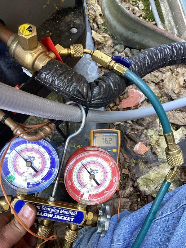 Performed AC system start-up and operational verification on residential air conditioning unit. Connected manifold gauge set to measure refrigerant pressures, confirmed system readings within manufacturer specifications, and provided requested S40 manual to customer upon arrival during scheduled service window.