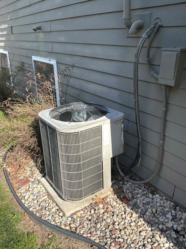 Completed estimate for replacement of 18-year-old gas furnace and air conditioning system. Existing AC unit experiencing chronic refrigerant leak requiring ongoing repairs. Provided quote for Bryant high-efficiency furnace installation and new air conditioning system to replace aging equipment located in basement.