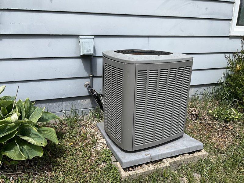 Conducted comprehensive estimate for replacement of 15-year-old natural gas furnace and air conditioning system. The AC unit had lost 4 pounds of refrigerant, indicating a significant leak in the system. Evaluated existing equipment including basement-mounted furnace and outdoor condenser unit, documented current conditions through photographs, and provided replacement options for complete HVAC system upgrade.