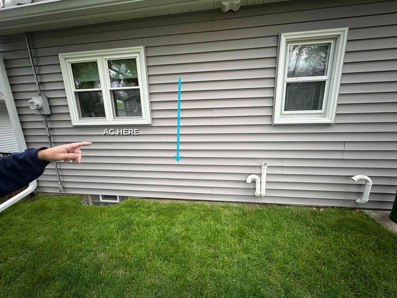 Conducted estimate for air conditioning system addition to existing home with Carrier gas furnace currently installed in basement. Assessed installation requirements, reviewed existing ductwork infrastructure and determined optimal placement for outdoor condensing unit on exterior side of home near foundation with PVC condensate drainage routing. Documented existing furnace configuration, available electrical service, and recommended AC unit positioning to integrate with current heating system for complete HVAC functionality.