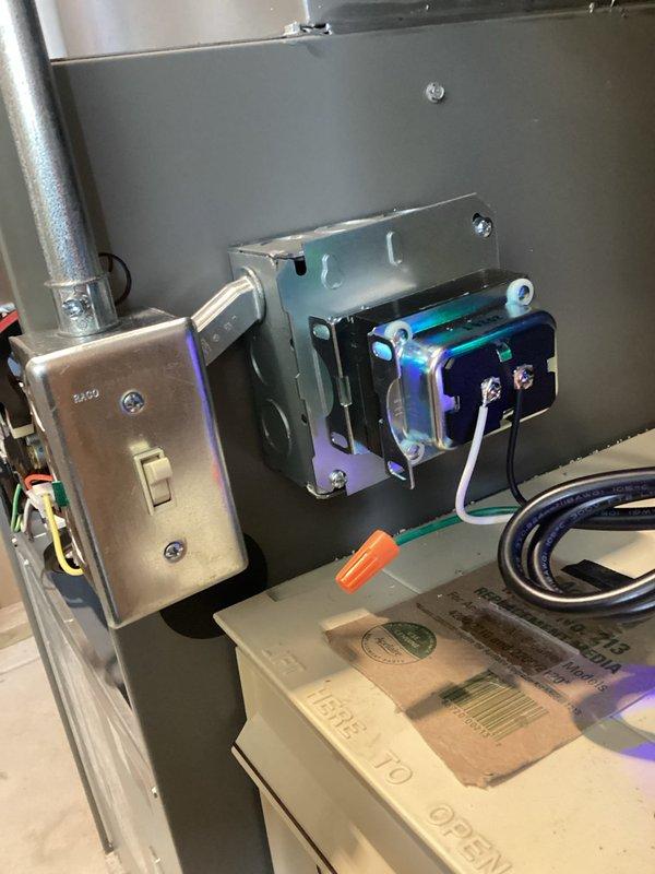 Completed installation of Lennox UV light system as part of comprehensive HVAC indoor air quality upgrade. Unit was properly mounted, wired with appropriate electrical connections including transformer hookup, and integrated into existing system. System startup procedures were performed and unit tested for proper operation to ensure optimal air purification performance.