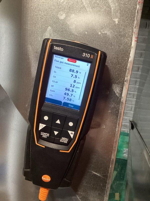 Completed comprehensive furnace and air conditioning tune-up with emphasis on gas safety inspection. Performed combustion analysis using Testo 310 II analyzer, which confirmed safe operating parameters with CO readings at 7.5 ppm and oxygen levels at 88.9%. Thoroughly inspected all accessible HVAC components, ductwork, and gas connections with no gas leaks detected throughout the system.