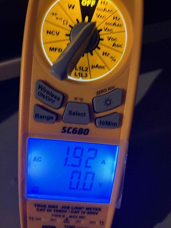 Completed preventative maintenance cooling system inspection as part of recurring membership agreement. Replaced air filter with new unit and performed electrical diagnostics using clamp meter, recording amperage draw of 19.2A to verify proper system operation and compressor performance.
