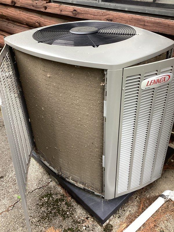 Completed annual A/C tune-up on Lennox condensing unit and Daikin furnace system. Performed standard maintenance including system inspection, cleaning of outdoor unit showing dirt accumulation on panels, verification of proper operation of all components, and assessment of Aprilaire humidifier integration with ductwork. All equipment found to be operational with no immediate repairs required.