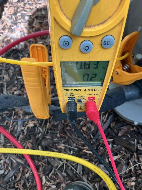 Performed routine maintenance tune-up on HVAC system with arrival in early afternoon. Conducted electrical diagnostics using digital multimeter, measuring amperage draw of 133A and verifying voltage readings to ensure proper system operation and component performance. All measurements fell within acceptable parameters for safe and efficient equipment function.