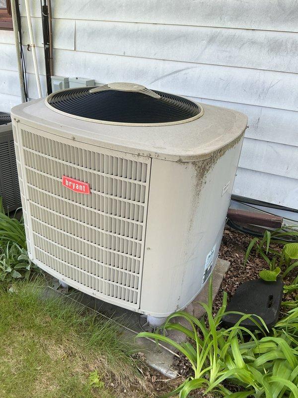 Completed comprehensive tune-up and preventative maintenance on two residential air conditioning systems: one Bryant furnace with air handler located in basement mechanical room, and one Bryant outdoor condenser unit. Performed standard inspection procedures including filter check, electrical connections verification, refrigerant level assessment, condensate drain inspection, and overall system operational testing on both units to ensure optimal performance for the cooling season.