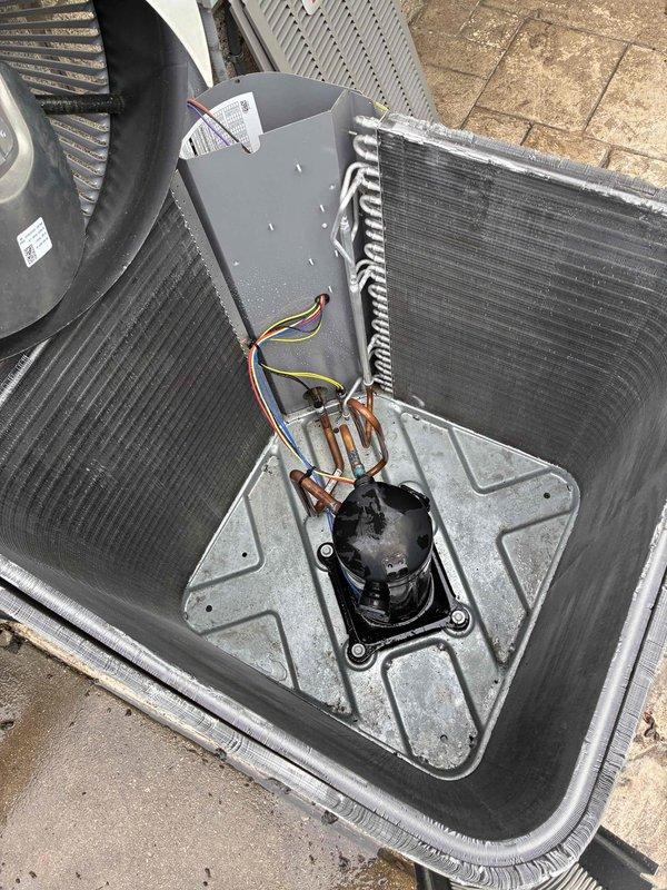 Completed scheduled cooling system maintenance visit as part of membership agreement. Performed comprehensive inspection of outdoor condensing unit, including visual examination of compressor, refrigerant lines, and condenser coils. Conducted electrical diagnostics using digital multimeter, measuring capacitance reading of 29.08 MFD at the control board terminal connections. Verified all wire connections secure at junction points and confirmed proper electrical values throughout the system for safe operation.