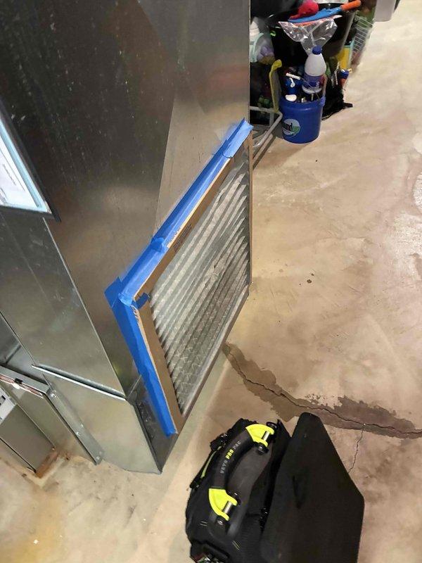 Completed comprehensive tune-up on Infinity furnace system as part of recent AC installation package. Performed standard maintenance protocol including air filter replacement, system diagnostics with digital measurement tools showing operational reading of 33.3, and thorough inspection of internal components including copper refrigerant lines and electrical connections to ensure optimal performance and efficiency.