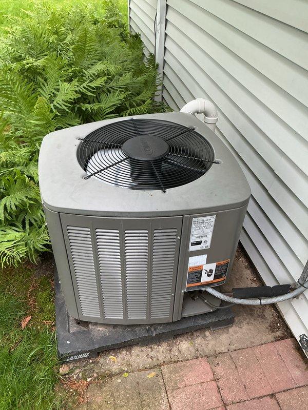 Completed routine cooling system maintenance visit as part of prepaid membership agreement. Performed comprehensive inspection of outdoor condenser unit and indoor Lennox furnace system, including visual assessment of refrigerant lines, condensate drainage, ductwork connections, and all mechanical components. All equipment found operating within normal parameters with no deficiencies noted; system ready for continued seasonal operation.