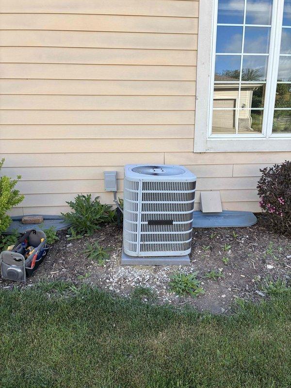 Completed routine cooling system maintenance on residential air conditioning unit. Performed comprehensive inspection of outdoor condenser unit, including cleaning of coil fins, verification of refrigerant levels, and testing of electrical components. System operating within normal parameters upon completion of tune-up service.