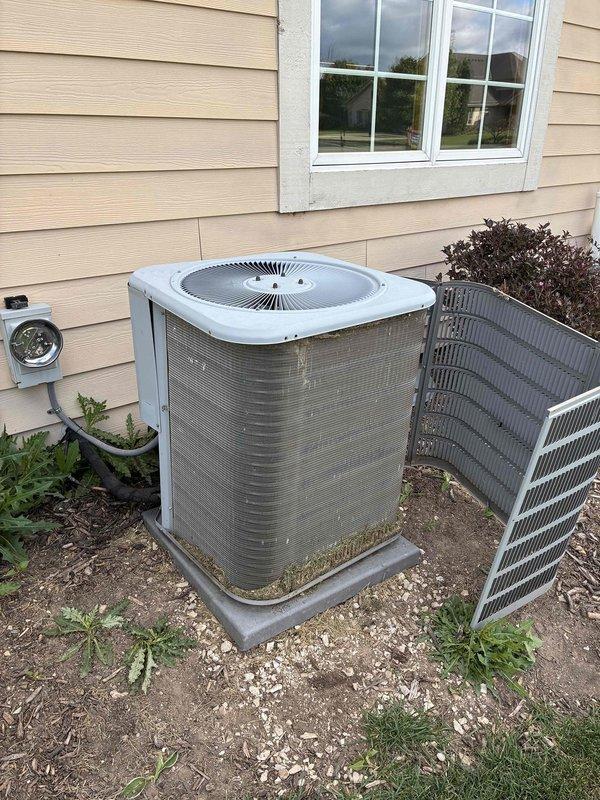 Completed routine cooling system maintenance on residential air conditioning unit. Performed comprehensive inspection of outdoor condenser unit, including cleaning of coil fins, verification of refrigerant levels, and testing of electrical components. System operating within normal parameters upon completion of tune-up service.