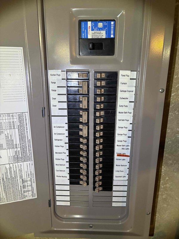 Conducted estimate for natural gas furnace replacement in basement. Existing furnace is operational but aging, and customer prefers proactive replacement to avoid emergency situation. Documented existing HVAC system including outdoor condenser unit and electrical panel configuration for replacement planning.