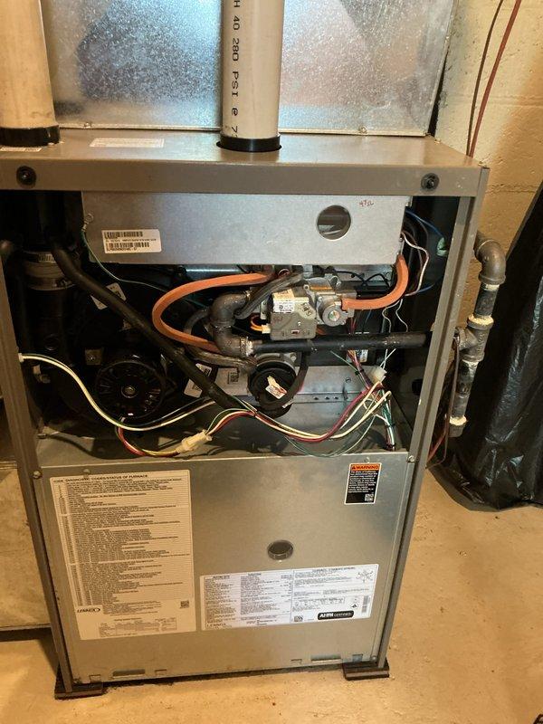 Completed comprehensive furnace and air conditioning tune-up maintenance on residential HVAC system. Performed full system inspection including burner assembly, heat exchanger, blower motor, gas valve, electrical connections, and condensate drainage components. All equipment found operating within normal parameters with no immediate repairs required.