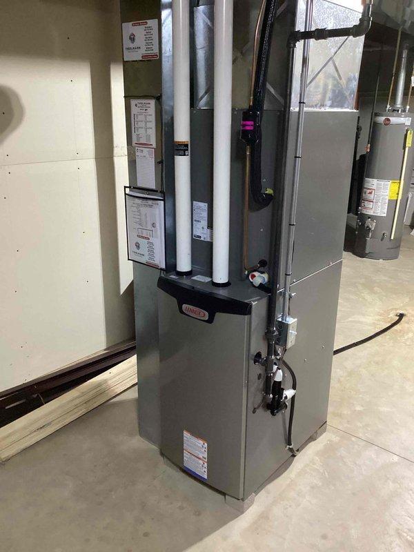 Completed air conditioning tune-up on residential Lennox HVAC system. Performed standard maintenance inspection, tested system pressures using manifold gauges, verified proper refrigerant levels, and documented equipment condition with photos.