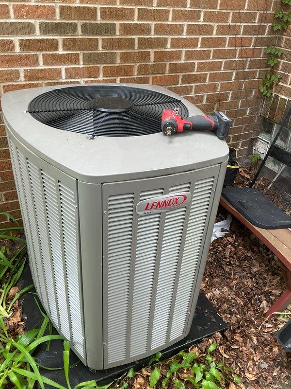 Completed annual tune-up on Lennox outdoor condensing unit. Performed comprehensive system inspection including interior cabinet and ductwork examination, verified proper operation of all components, and cleaned unit as needed. System operating within normal parameters upon completion.